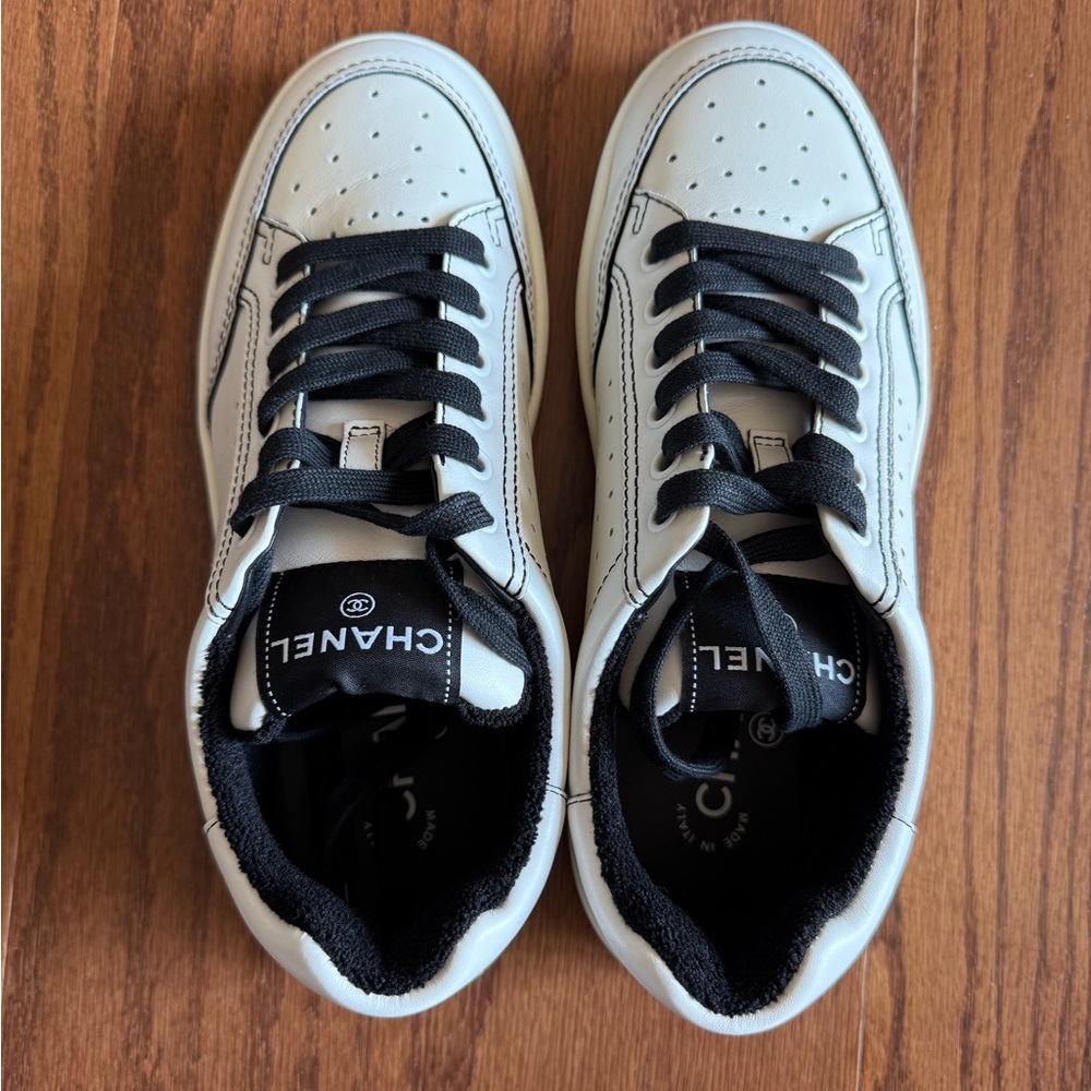 NEW CHANEL Black and White Sneakers